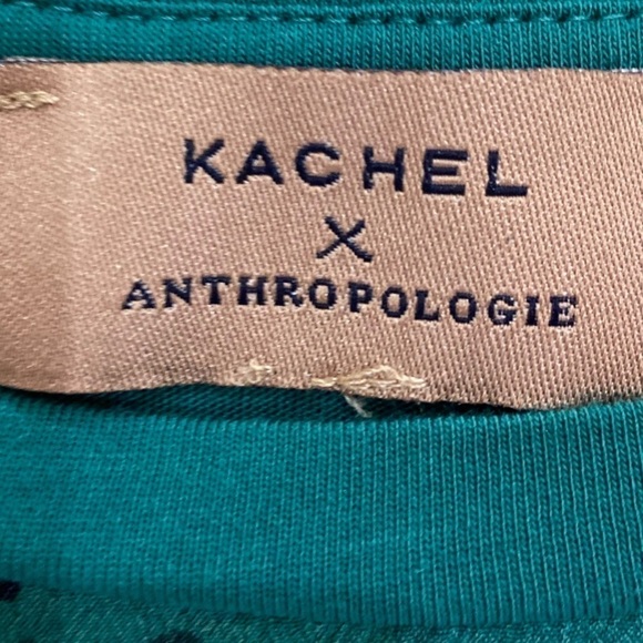 Kachel x Anthropologie green mixed fabric floral scarf top silk modal cotton 8 - Picture 8 of 10